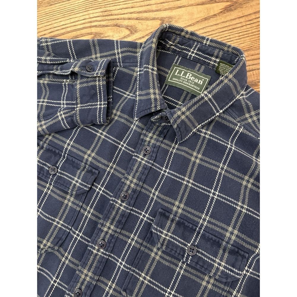 LL Bean Men's XL Regular Blue/Green Plaid Long Sleeve Flannel Shirt